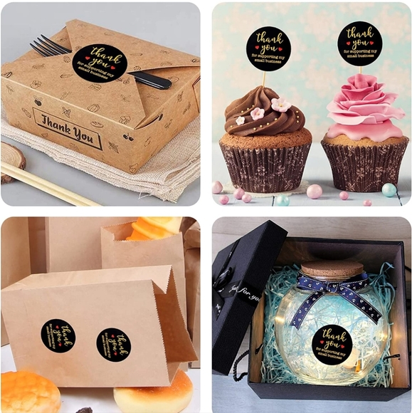 50 ct Stickers 2 inch, Black Thank You Labels Sticker, Thank You for Sup… - Picture 5 of 9